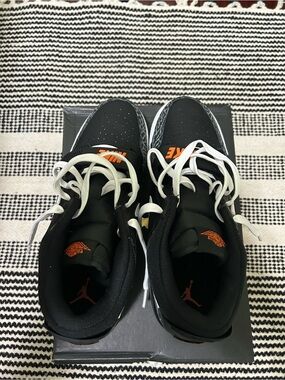 Nike Air Jordan Black and Orange Sneakers with White Laces